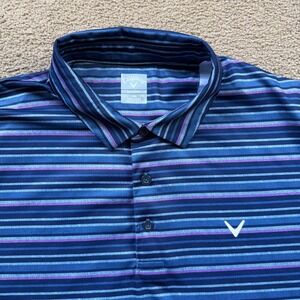 Callaway Opti-Dri Polo Shirt Men's XXL Blue Purple Preformance Golf